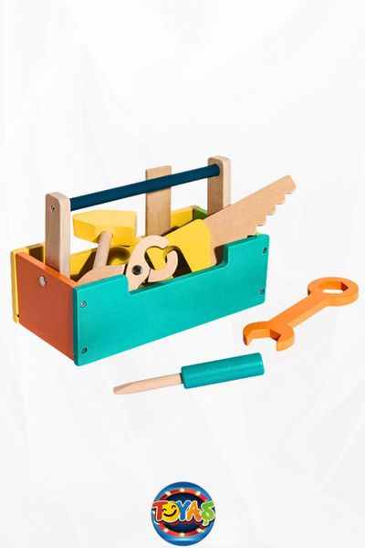 Toyaş 6 Piece Repair Kit + Bag Colorful Wooden Children's Repair Bag, Educational Set