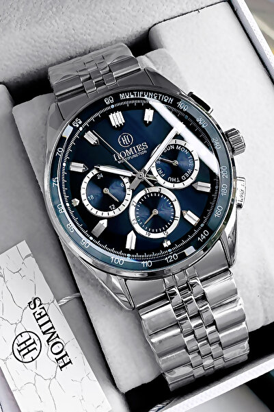 Homies ساعة يد رجالية متعددة الوظائف بسوار فولاذي فضي اللون مقاومة للماء HME2...