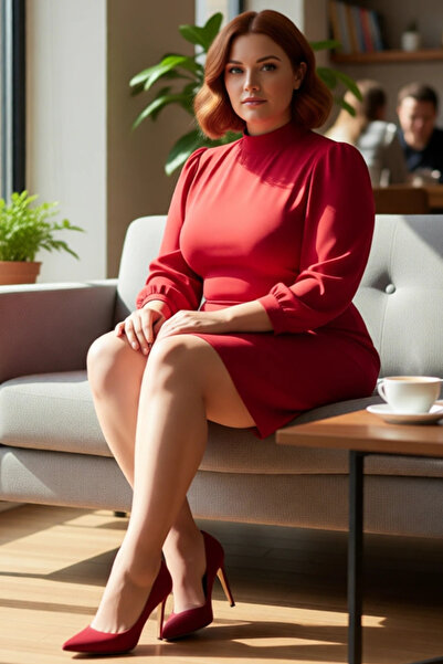 PayBuy Women's Plus Size A-Line Long Balloon Sleeve Mock Neck Mini Dress Casual Stylish Good Quality for Invitations