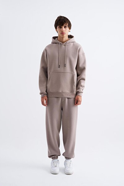 Machinist Men's Basic Hooded Oversize Light Gray Sweatshirt