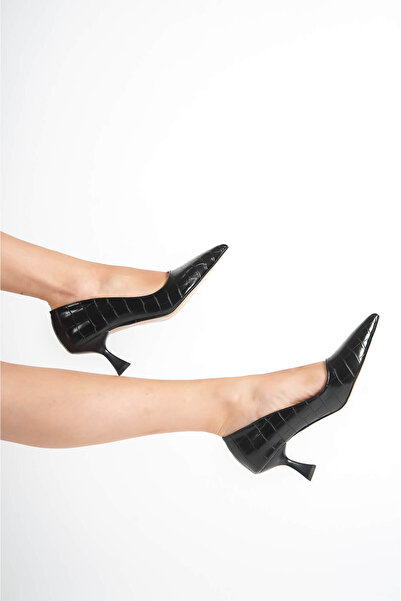 TRENDELLA Kery women's black crocodile heeled shoes