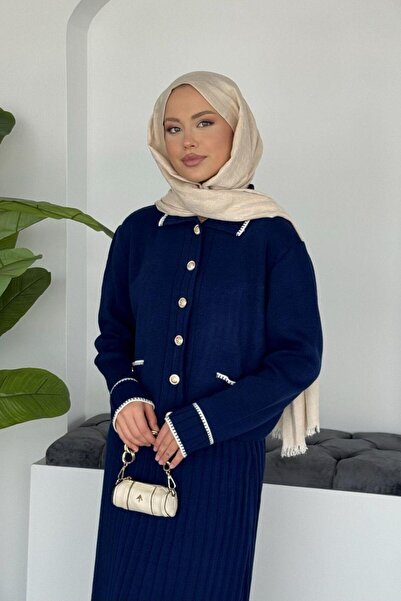 Şulemoda Giyim Σετ πλεκτών ενδυμάτων Pariss με φούστα σε μπλε ναυτικό