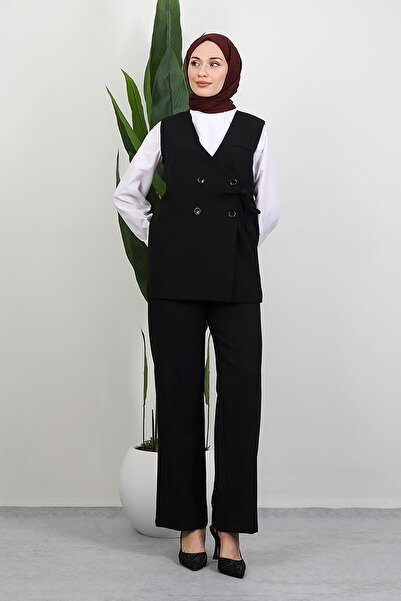 GİYZAMİLA Tie-Up Vest Suit Black