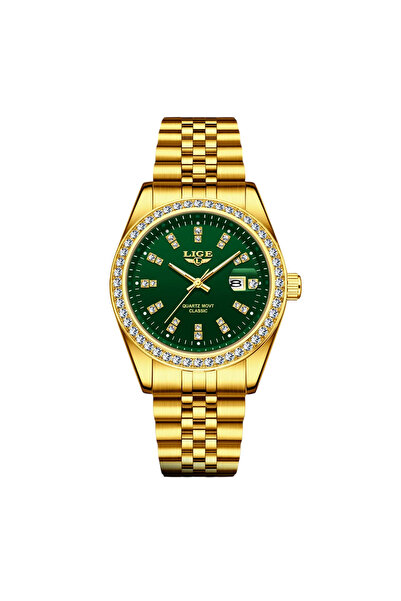 Lige Ανδρικό Ρολόι 89183 Χρυσό-Πράσινο – Επαγγελματικό Σχεδιασμό, Φωτεινή Οθόνη, Ανθεκτικό στο Νερό 3ATM