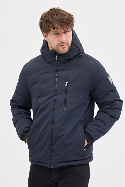 LEVEL HİGH Men's Black Waterproof Hooded Winter Coat