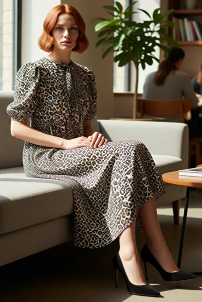 PayBuy Women's Animal Patterned Multi-Colored Viscose Fabric A-Line Maxi Length Casual Dress Quality Stylish Comfortable