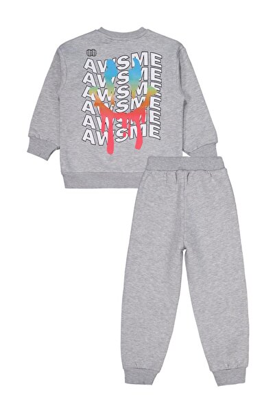 Civil Boys Awsme Printed 6-9 Years Old Tracksuit Set - Gray 9-10 Years Old