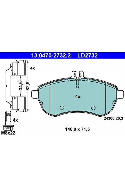 Ate Set Placute Frana Frana Disc Mercedes-Benz C-Class/E-Class/Slk