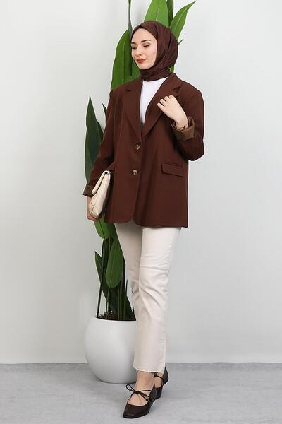 GİYZAMİLA Μπουφάν με δύο κουμπιά Dalya καφέ