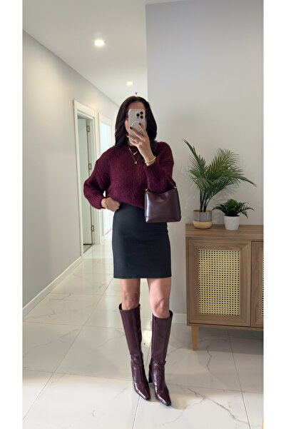 BİRCANÇİL Tosla Anthracite Short Skirt