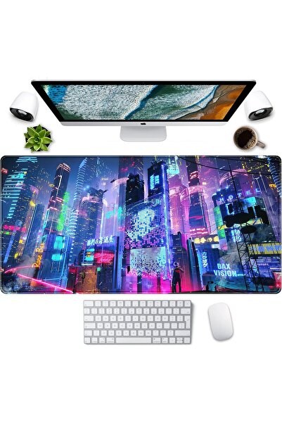 Other لوحة ماوس LuckyCow مطبوع بشارع ياباني نيون سيتي مقاس XXL 31.5 × 15.75 بوصة