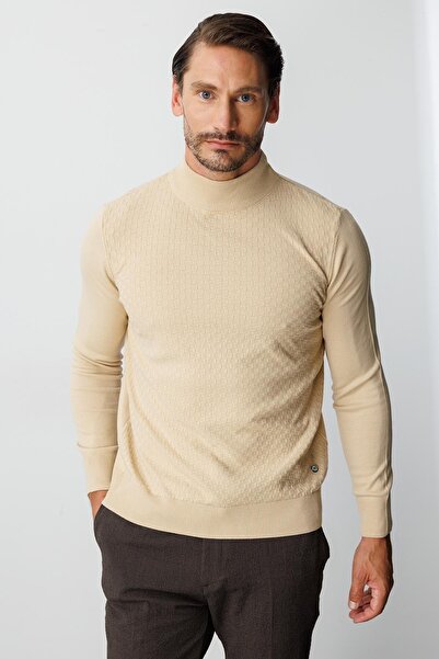 İgs Бежевий стандартний крій, вузький фасон, напіврибальський, прямий, з довгими рукавами, трикотаж