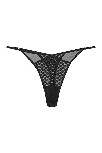 ESOTIQ Women's Thong G-String Panties Briefs with Low Waist Mesh & Geometric Lace | Ohara