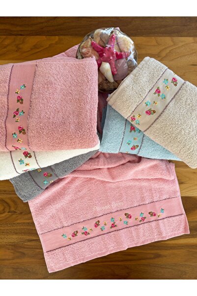 metin tekstil Etamin Detay 6'lı Nakışlı 50x90 El-Yüz Havlusu