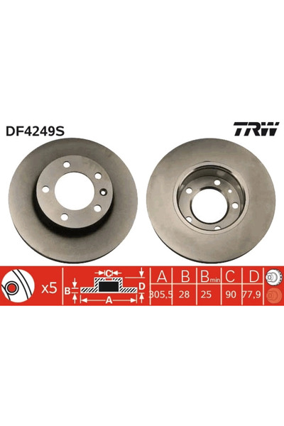 TRW Disc Frana Nissan Interstar Bus/Interstar Caroserie Opel Movano A Bus/Mov...