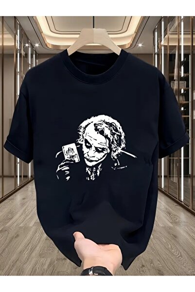 CLASİVA تي شيرت جوكر ذو تصميم عصري بصري مطبوع خصيصًا للجنسين قصة فضفاضة برقبة دائرية