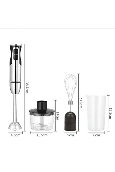 BSG TECH Blender de mână 4 în 1, 1600 W, 2 viteze, negru-argintiu