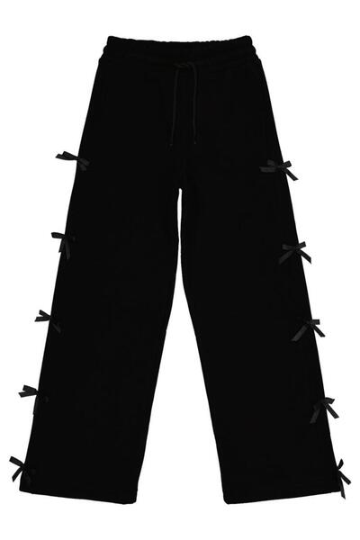 Civil Girls Fiyonk Aksesuarlı 10-13 Yaş Eşofman Altı - Siyah 13-14 Yaş