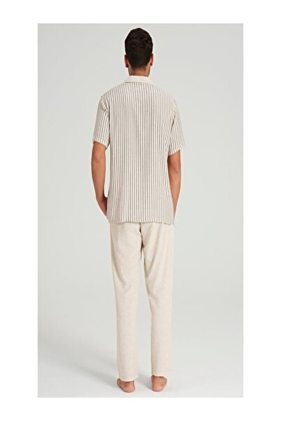 Feyza Chain Link Short Sleeve Buttoned Men's Pajama Set