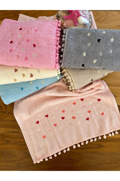 metin tekstil Πετσέτες χεριών και προσώπου 6 τεμαχίων με λεπτομέρεια πομπόν, ...