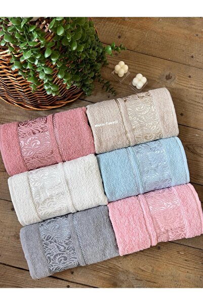 metin tekstil طقم مناشف لليدين والوجه من إبرولي مكون من 6 قطع مقاس 50×90