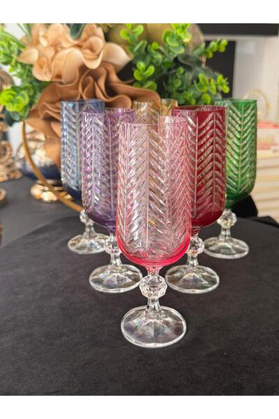 LOKMAN ZÜCCACİYE 6 Pcs Bohemia Crystal Fish Back Model Cutting Brown so Water Glass Cup (180ml)