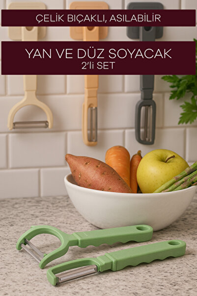 Sunplast Side and Flat Peeler 2-Piece Set, Steel Blade, Hangable Fruit and Vegetable Peeling Tool