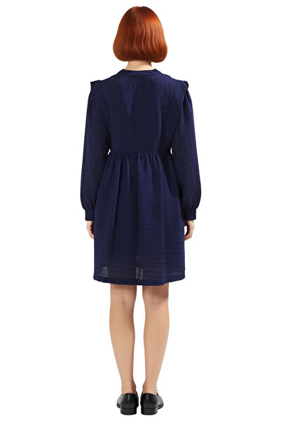 PayBuy Women's Shift Dress with Mandarin Collar Balloon Sleeves Plain Woven Mini Dress Ideal Choice for Spring Autumn