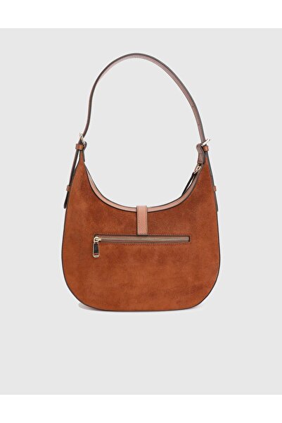 İLVİ Vlasyi Hakiki Süet Floter Deri Taba Kadın Omuz Çantası