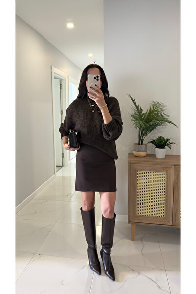 BİRCANÇİL Tosla Brown Short Skirt