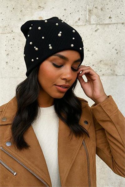 Dipmoda Women's Stone Embroidered Knitwear Beanie Dpaks025