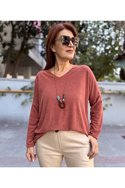 DenizEge Angora Yumoş Necklace Sweater Tile