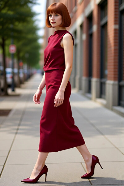 PayBuy Rochie midi țesută Aerobin pentru femei, cu detalii accesorii Shift Mo...