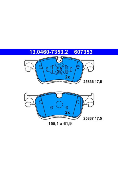 Ate Комплект спирачни накладки Дискови спирачки Citroen Berlingo Opel Combo V...