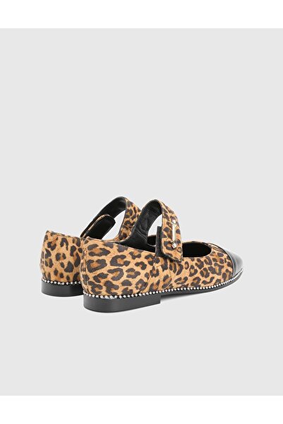İLVİ Fisa Genuine Leopard Printed Leather Women's Ballerinas