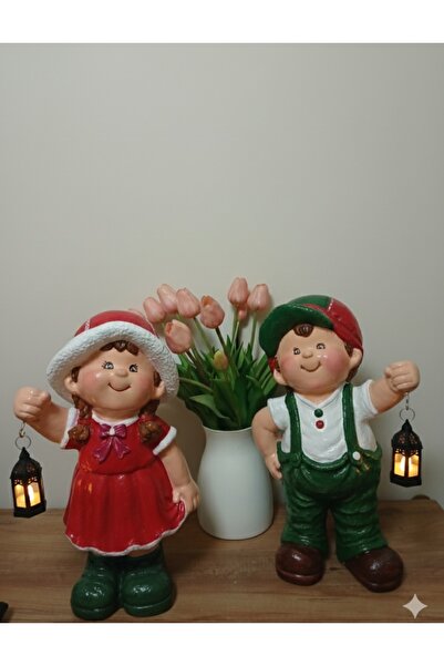 RENKLİMASALTASARIMLAR YILBAŞI Polyester Fenerli bahçe cüceleri kiz erkek set