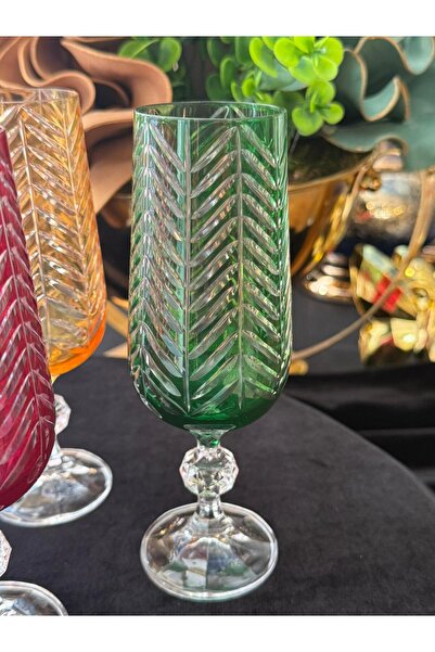 LOKMAN ZÜCCACİYE 6 Pcs Bohemia Crystal Fish Back Model Cutting Brown so Water Glass Cup (180ml)