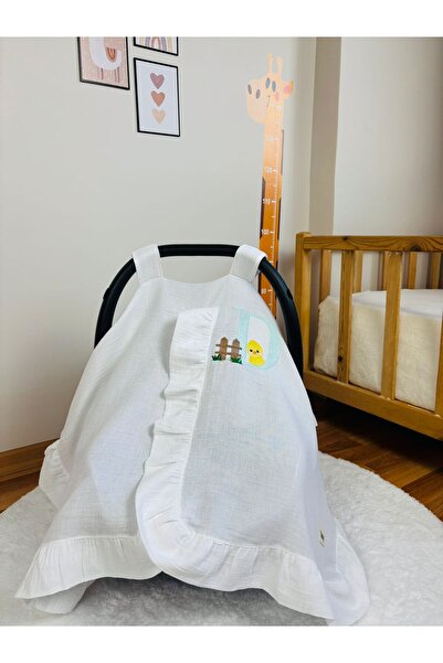 NOİSY TEKSTİL İsme Özel Nakışlı Figür Harfli Müslin Puset Örtüsü | Fırfırlı |...