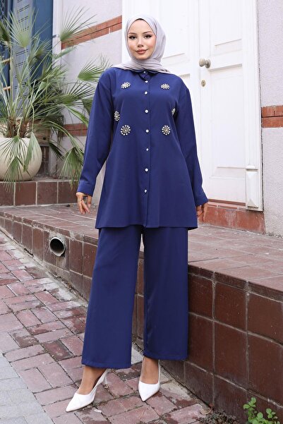 Missvalle Sparkling Stone Detailed Suit Indigo 19264