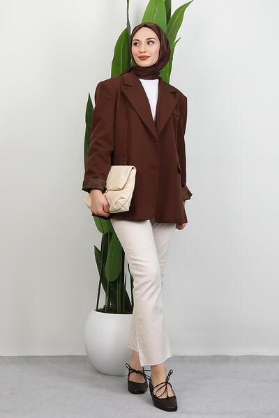 GİYZAMİLA Μπουφάν με δύο κουμπιά Dalya καφέ