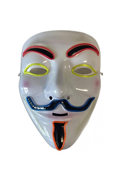OEM Mască LED anonimă, Carnaval, Cosplay, Halloween, Horror, 3 moduri de ilum...