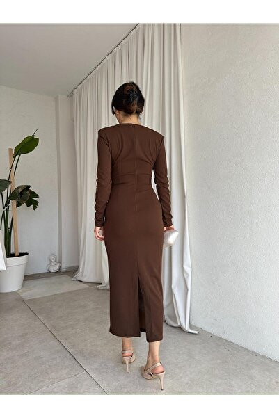 Mooi Butik ERİX Elbise 8425 - Acı Kahve