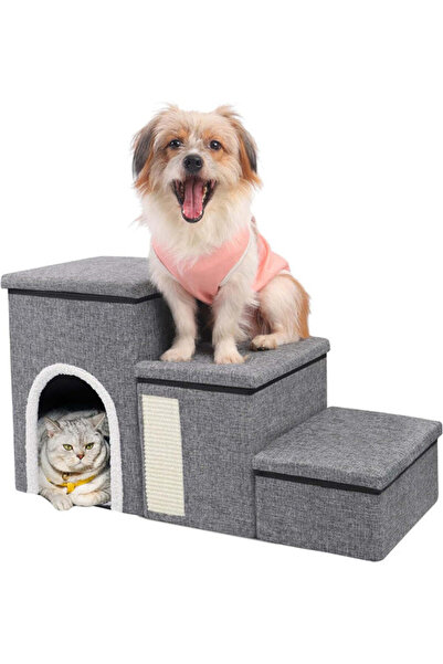 zola Casuta multifunctionala pentru pisici cu 3 trepte, pat moale, panou de z...