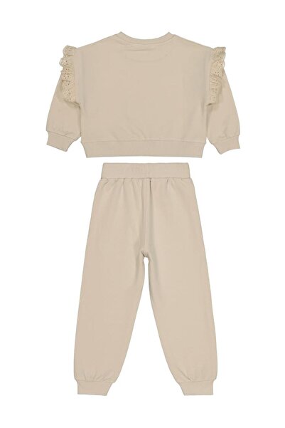 Civil Girls 2-5 Years Old Tracksuit Set with Ruffled Sleeves - Beige2-3 Years Old