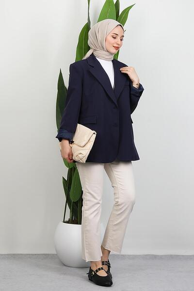 GİYZAMİLA Μπουφάν με δύο κουμπιά Dalya Navy Blue