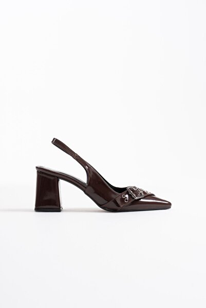 TRENDELLA Keira Bitter Brown Patent Leather Women's Heeled Shoes
