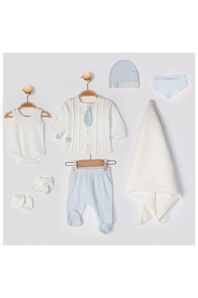 Begisa 8'li Set Çizgili Damatlık Hastane Çıkışı %100 Pamuk