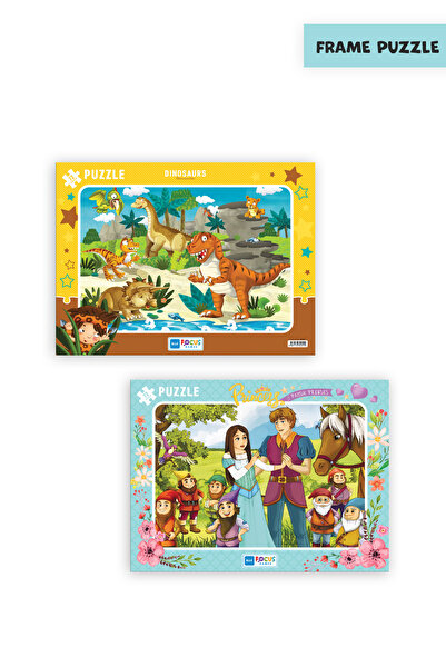 Blue Focus 2 Pcs 72 Pieces Children's Puzzle Dinosaurs and Princess Ice Princess