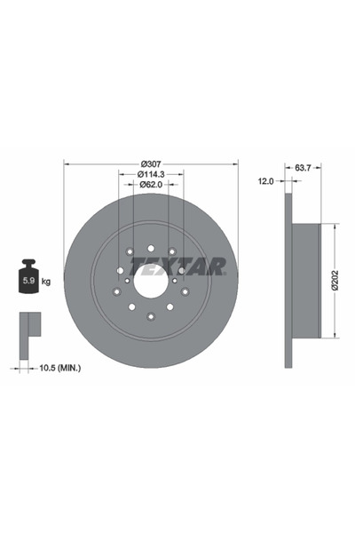 TEXTAR Дискова спирачка Lexus Gs/Is 1/Is Sportcross Toyota Altezza/Aristo/Cel...