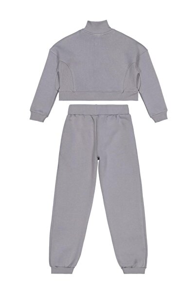 Civil Girls Zipper Detailed 10-13 Years Old Tracksuit Set - Gray 11-12 Years Old